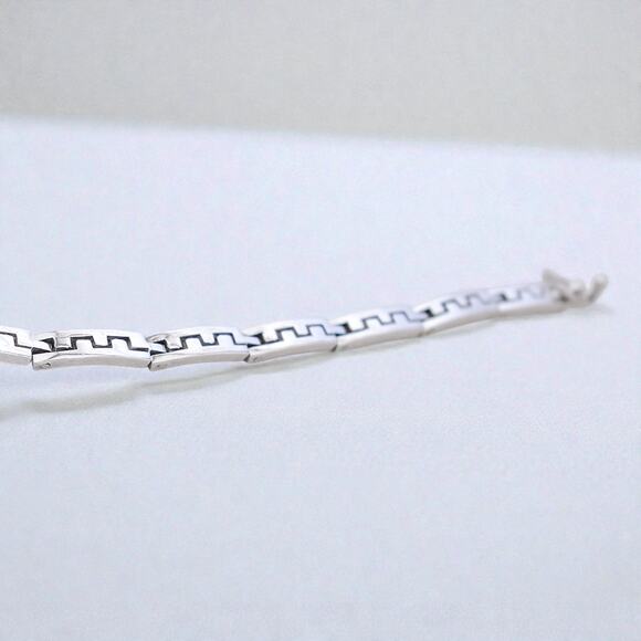 Vintage Taxco Mexico TF-59 Sterling Silver Greek Key Bracelet Chunky 8.5" - Picture 4 of 9